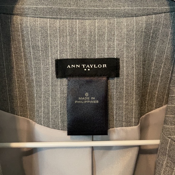 Ann Taylor gray blazer with white pinstripes - Picture 3 of 5